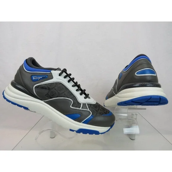 FERRAGAMO THUNDERNOW GRAY BLUE WHITE LEATHER GANCINI SNEAKERS 12 ITALY Gancini sneaker - Men | Ferragamo main image 2